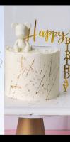 Топпер уголок «Happy Birthday» прозрачный фон с золотой надписью
