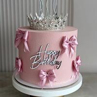 Украшение - боковой топпер для торта «Happy Birthday 14», серебро