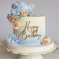 Украшение - боковой топпер для торта «Happy Birthday 17», золото
