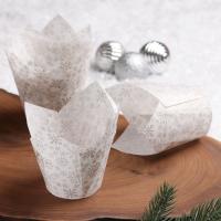 Форма бумажная "Тюльпан", снежинки, 5х8 см (1шт)