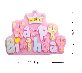 Молд силиконовый «Табличка Happy Birthday с короной»