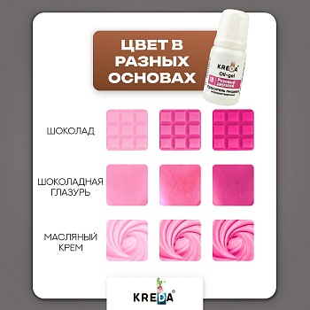 Oil-gel 18 розовый дерзкий, колорант жирораств. дляокраш. (10мл) KREDA, компл. пищ. добавка (Без характеристики ПЩ)