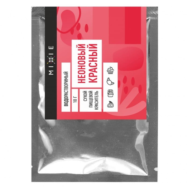 Краситель сухой MIXIE, водорастворимый, Неоновый красный, 10 г