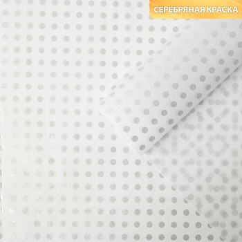 Бумага упаковочная тишью «Горох, серебро», 50 × 70 см 2 листа