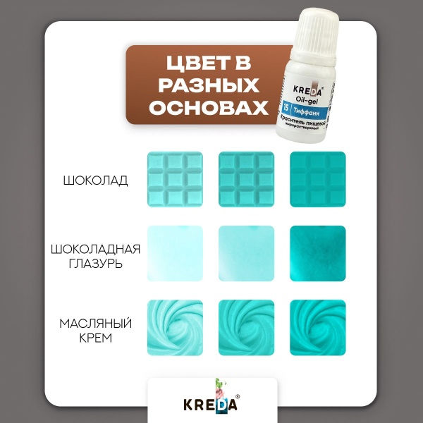 Oil-gel 15 тиффани, колорант жирораств. для окраш. (10мл) KREDA, компл. пищ. добавка (Безхарактеристики ПЩ)